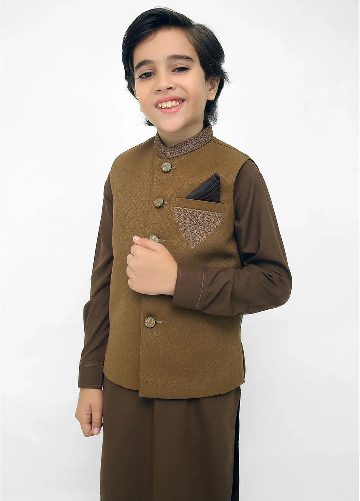Stylish Garments Kids 3 Piece Shalwar Kameez WaistCoat Suit K-3238