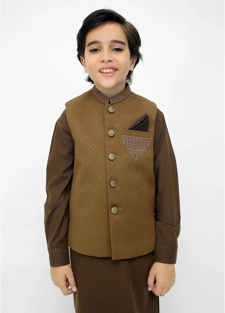 Stylish Garments Kids 3 Piece Shalwar Kameez WaistCoat Suit K-3238