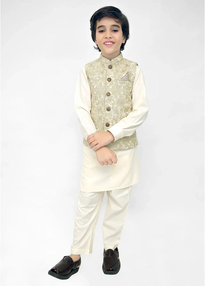 Stylish Garments Kids 3 Piece Shalwar Kameez WaistCoat Suit K-3261