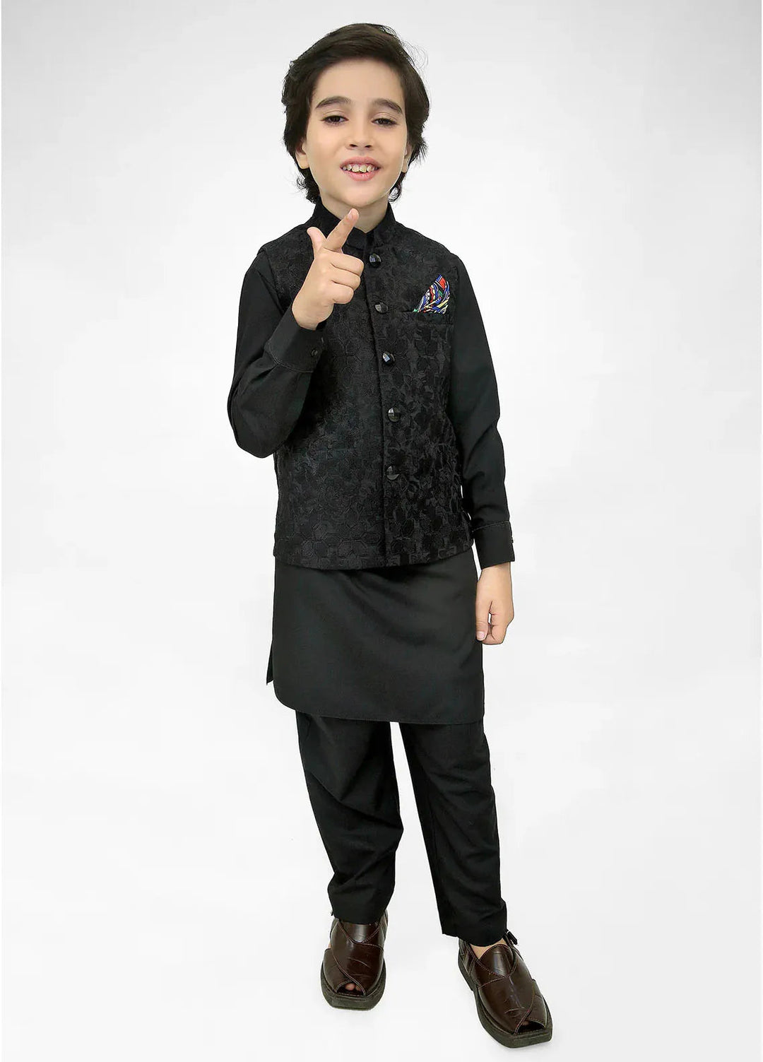 Stylish Garments Kids 3 Piece Shalwar Kameez WaistCoat Suit K-3263