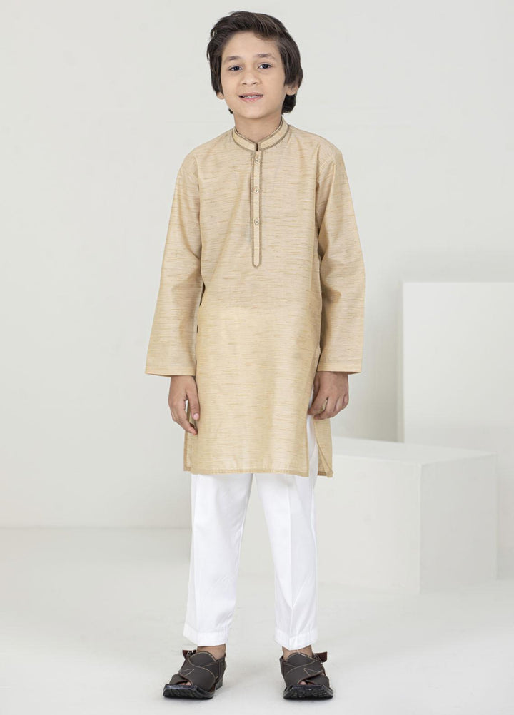 Stylish Wash N Wear Fancy Kurta Pajama for Kids -  K-1803 Golden