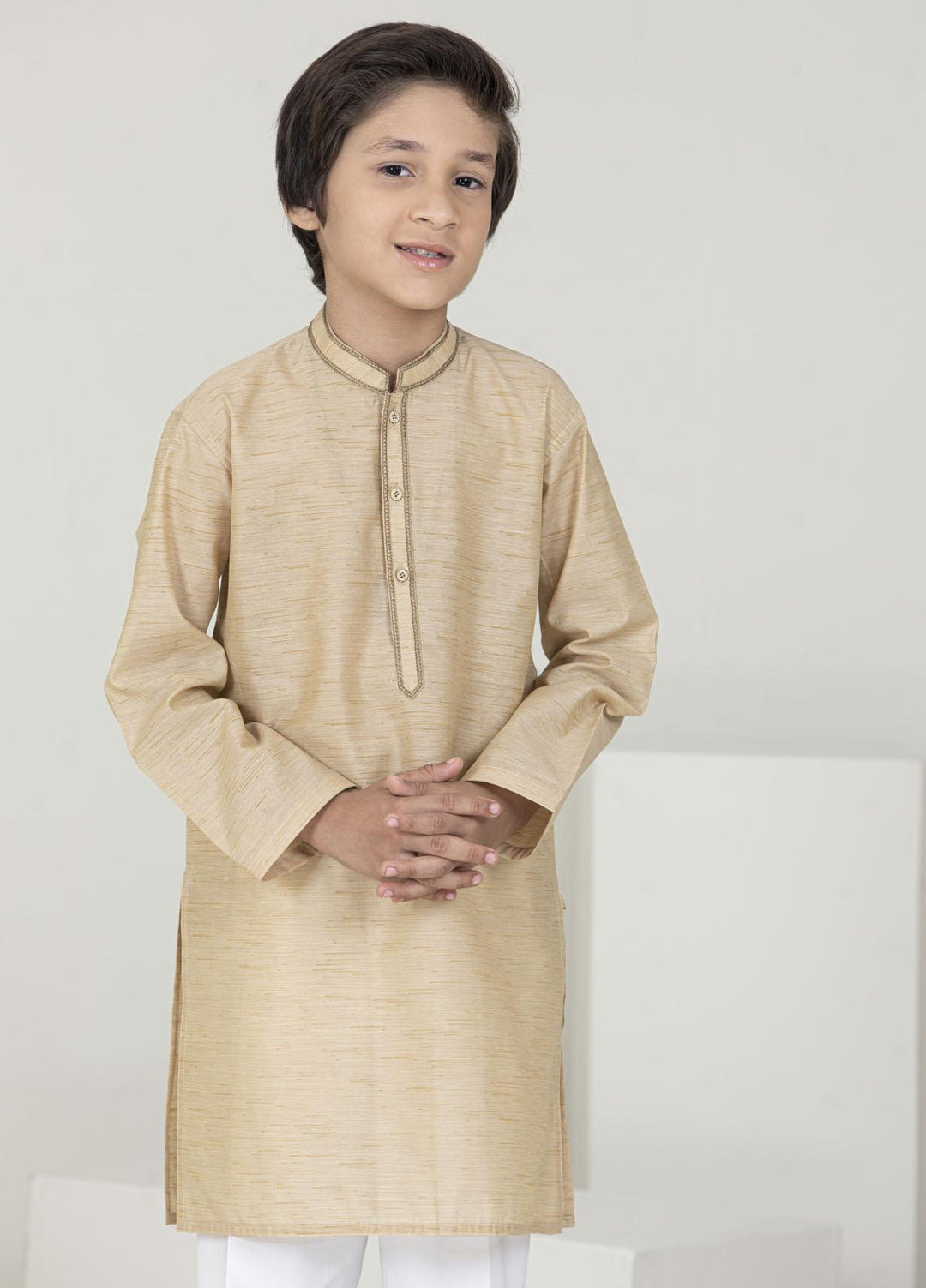 Stylish Wash N Wear Fancy Kurta Pajama for Kids -  K-1803 Golden