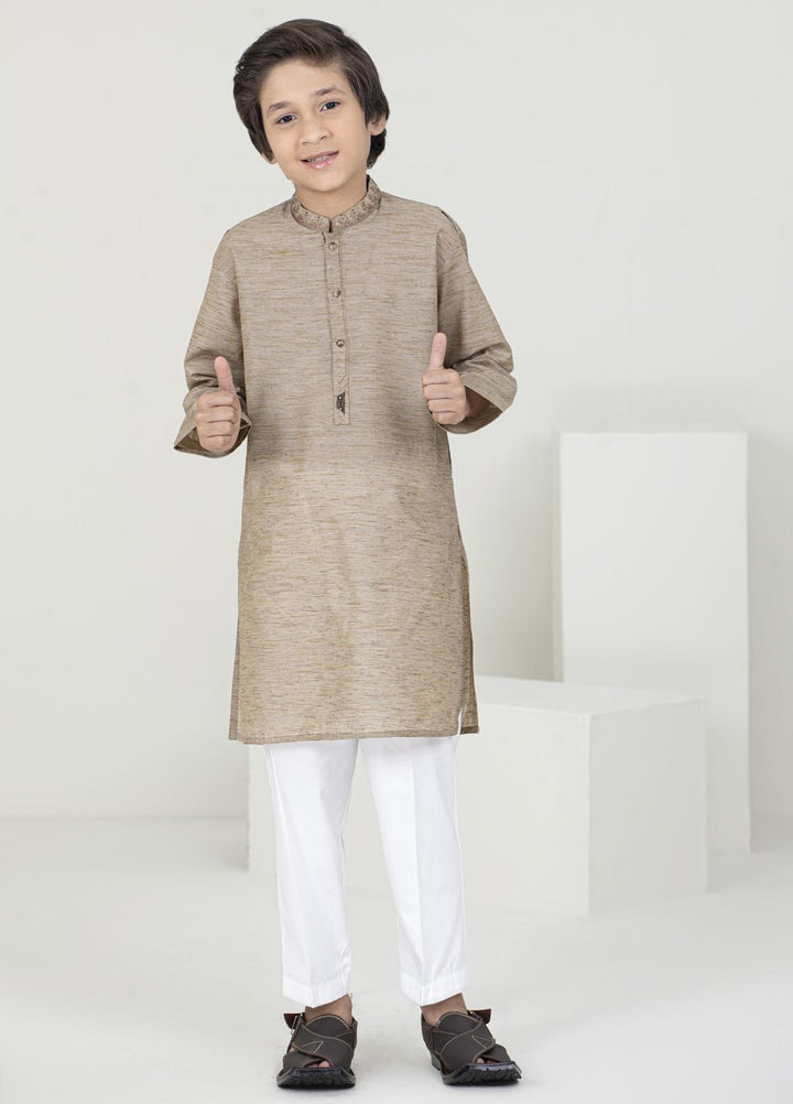 Stylish Wash N Wear Fancy Kurta Pajama for Kids -  K-1806 Brown