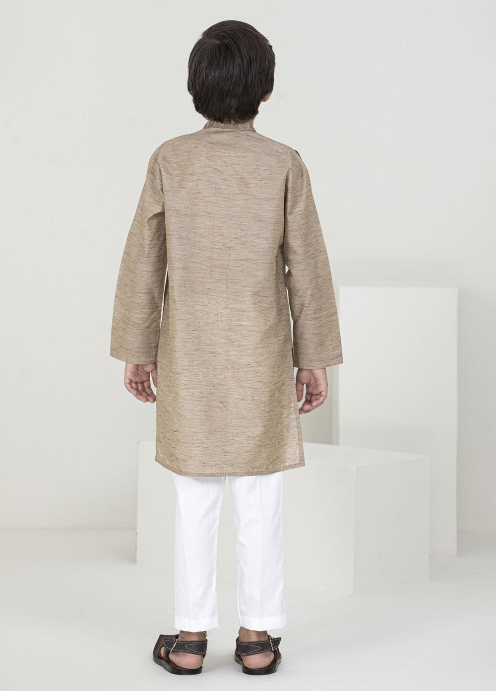 Stylish Wash N Wear Fancy Kurta Pajama for Kids -  K-1806 Brown