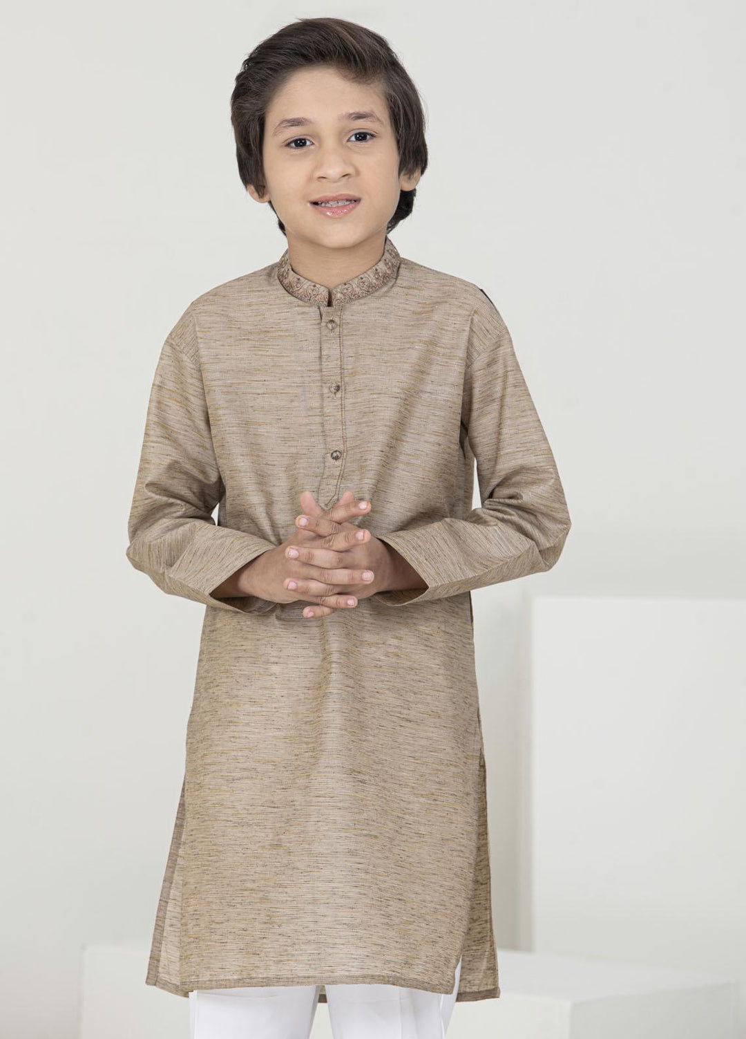 Stylish Wash N Wear Fancy Kurta Pajama for Kids -  K-1806 Brown