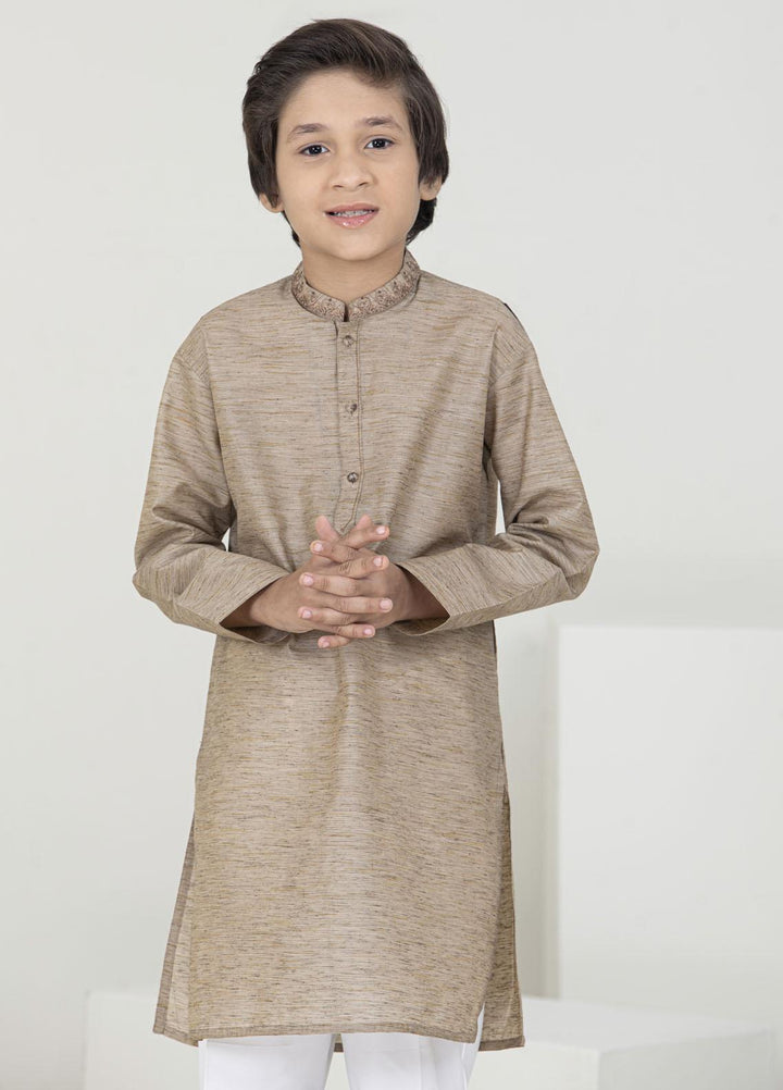 Stylish Wash N Wear Fancy Kurta Pajama for Kids -  K-1806 Brown