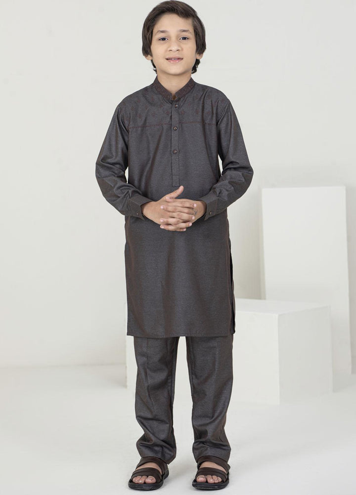 Stylish Wash N Wear Fancy Kurta Pajama for Kids -  K-1972 CHOCOLATY