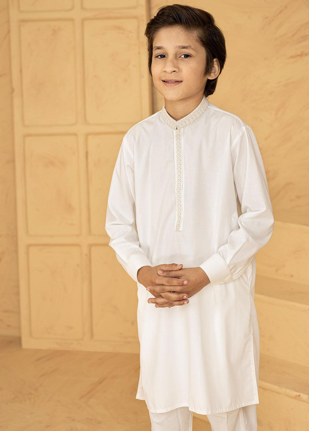 Stylish Wash N Wear Formal Kids Kurta Shalwar - Off White KTF-2027