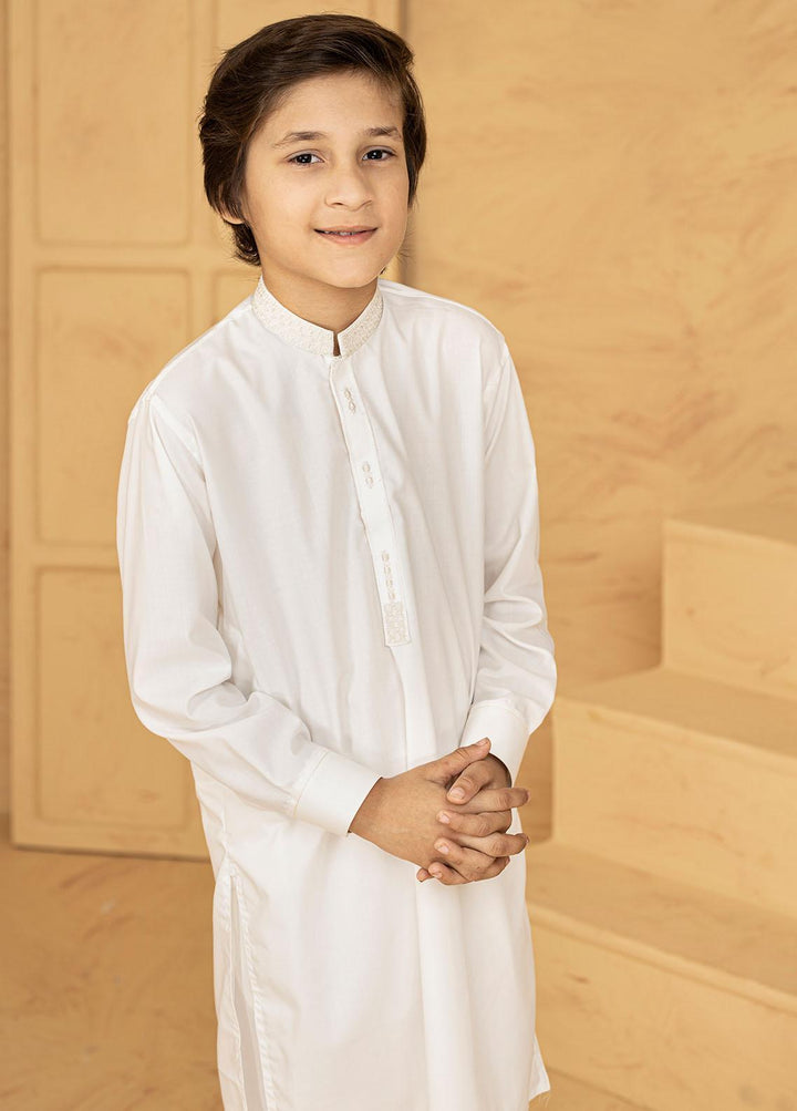 Stylish Wash N Wear Formal Kurta Shalwar for Kids - Off White KTF-2034