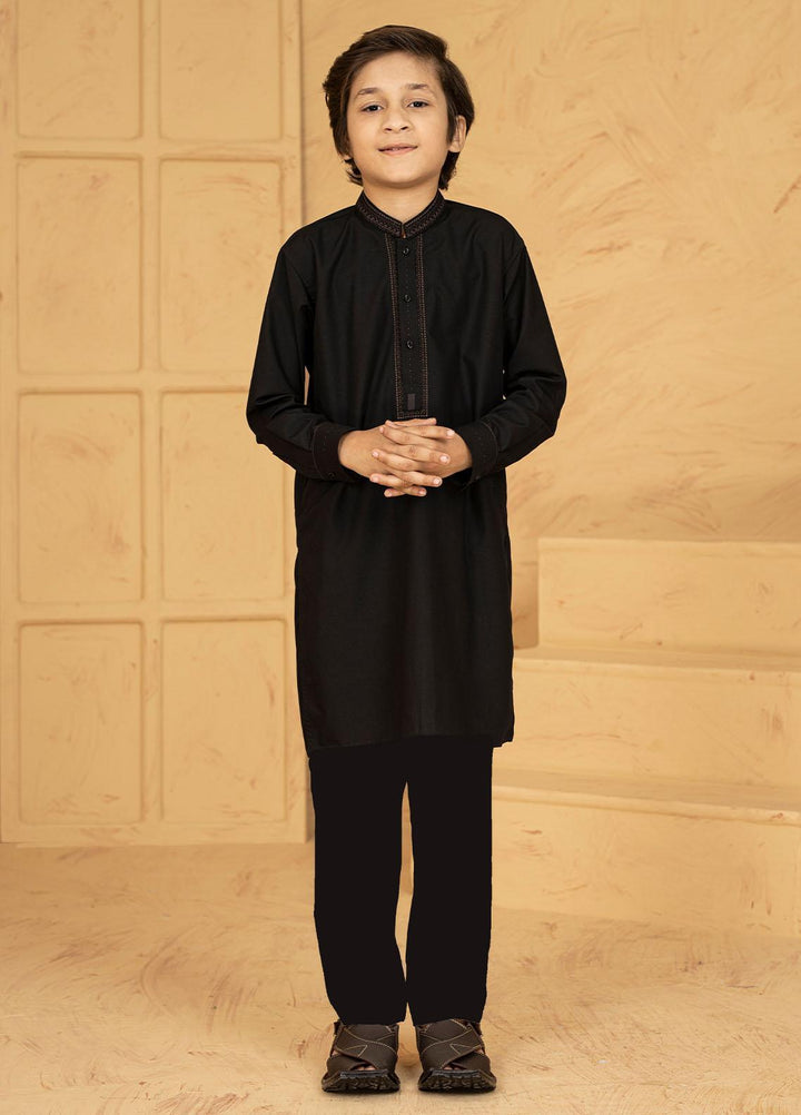 Stylish Wash N Wear Formal Kurta Shalwar for Kids -  KTF-2039 Black