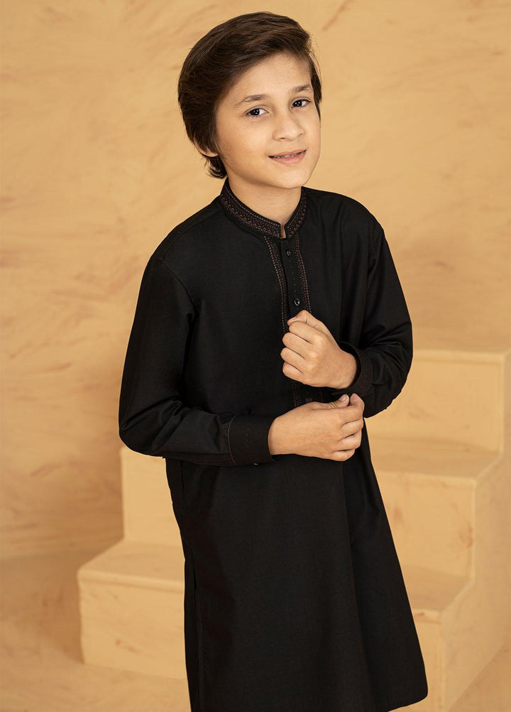 Stylish Wash N Wear Formal Kurta Shalwar for Kids -  KTF-2039 Black
