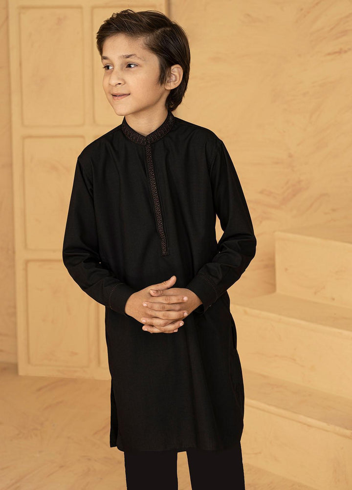 Stylish Wash N Wear Formal Kids Kurta Shalwar - Black KTF-2040