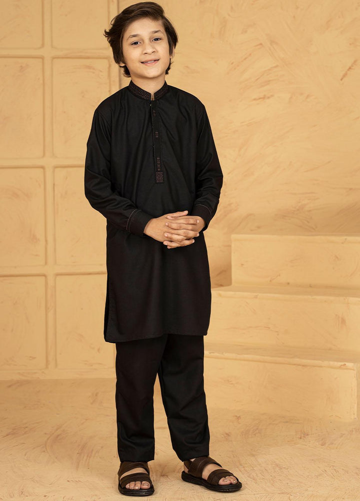 Stylish Wash N Wear Formal Kurta Shalwar for Kids - Black KTF-2066