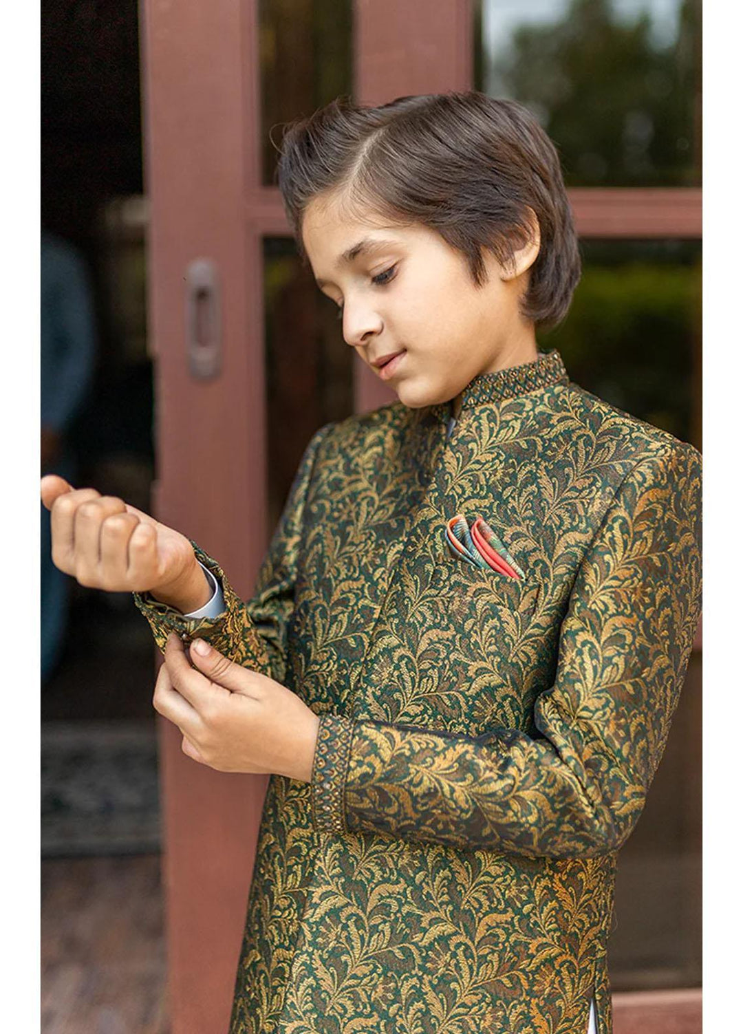 Stylish Jamawar Fancy Sherwani for Kids -  KS-1044