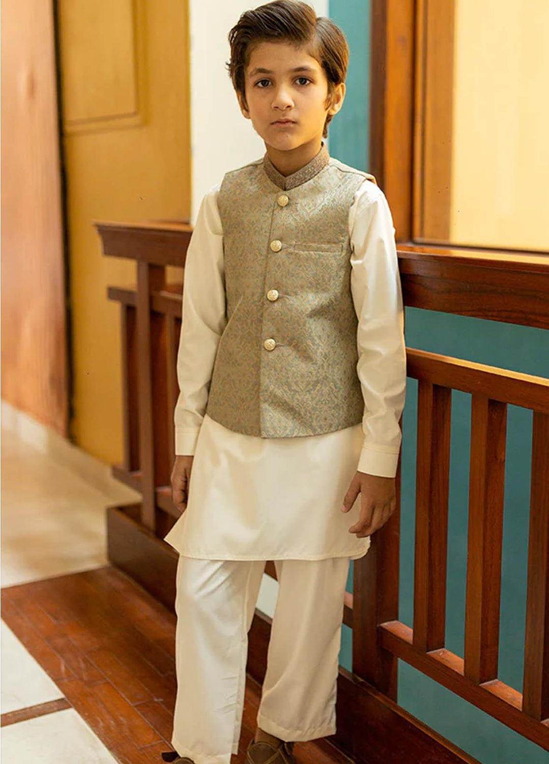 Stylish Wash N Wear Fancy Waistcoat Suit for Kids -  K-1990