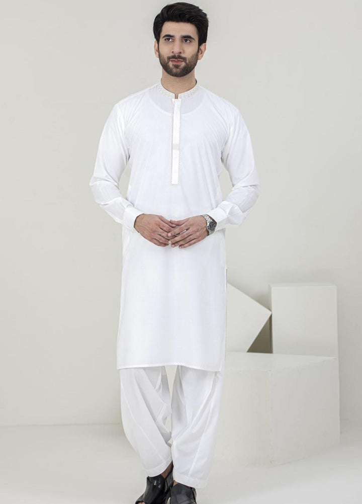 Stylish Wash N Wear Formal Kameez Shalwar for Men -  C-9702 Off White