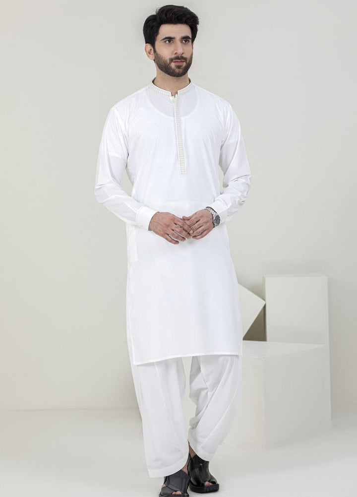 Stylish Wash N Wear Formal Kameez Shalwar for Men -  C-9707 Off White