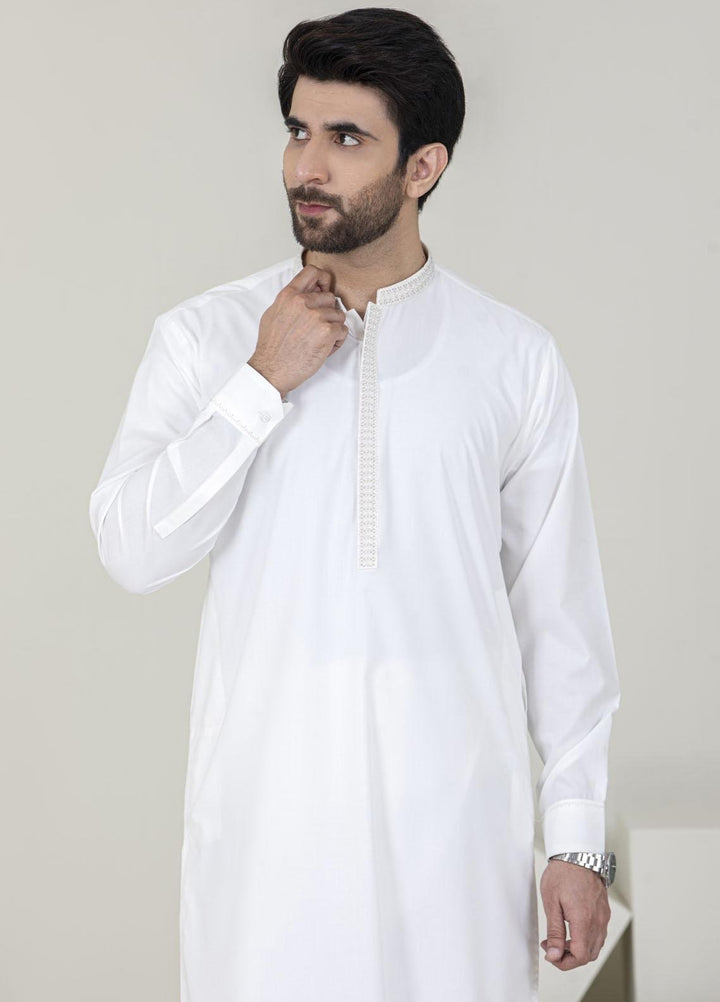 Stylish Wash N Wear Formal Kameez Shalwar for Men -  C-9707 Off White