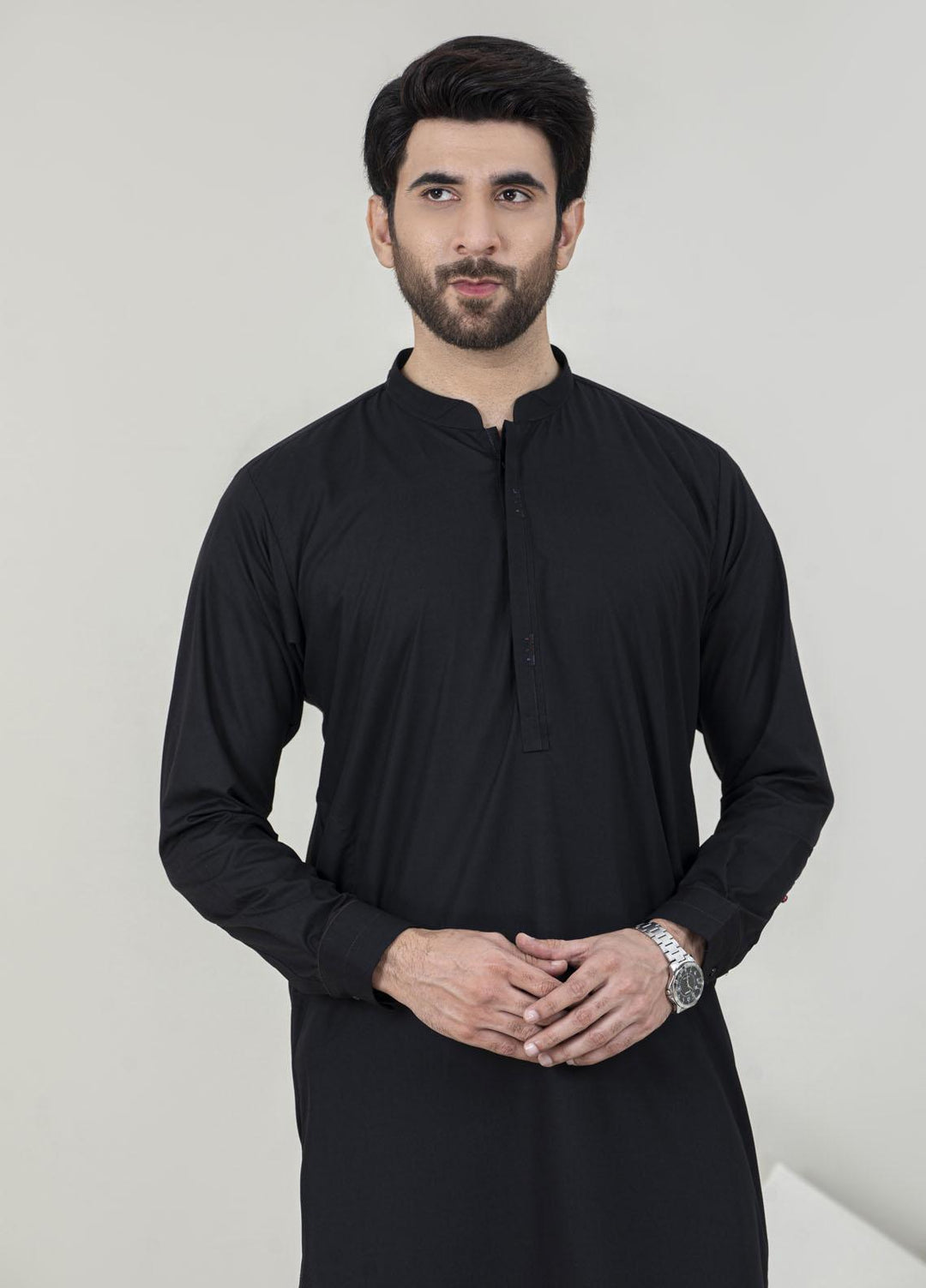 Stylish Wash N Wear Formal Kameez Shalwar for Men -  TF-1065 Black