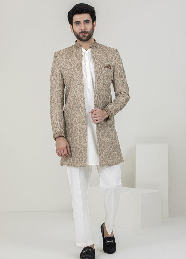Stylish Jamawar Formal Sherwani for Men -  GS-5056 Golden