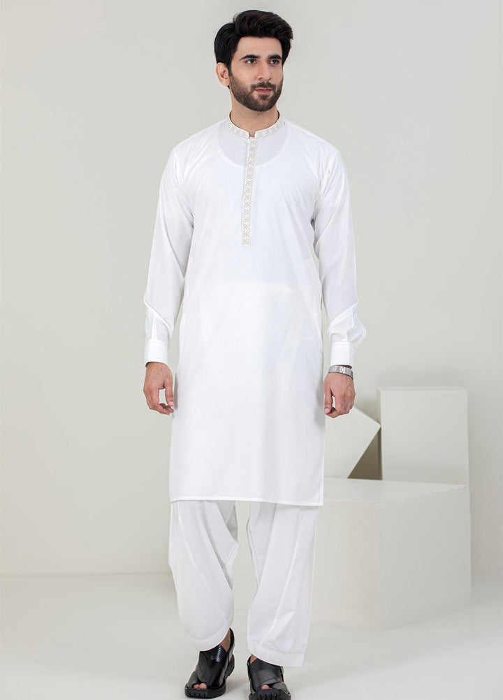 Stylish Wash N Wear Formal Kameez Shalwar for Men -  C-9709 Off White