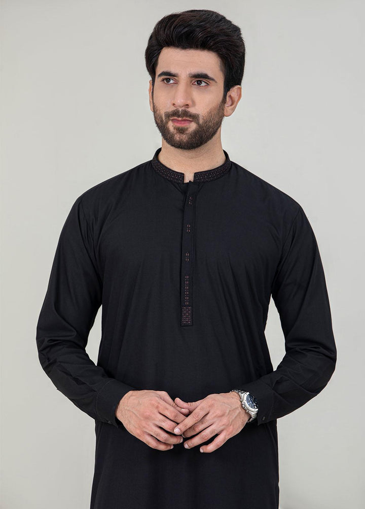 Stylish Wash N Wear Formal Men Kameez Shalwar -  C-9721 Black