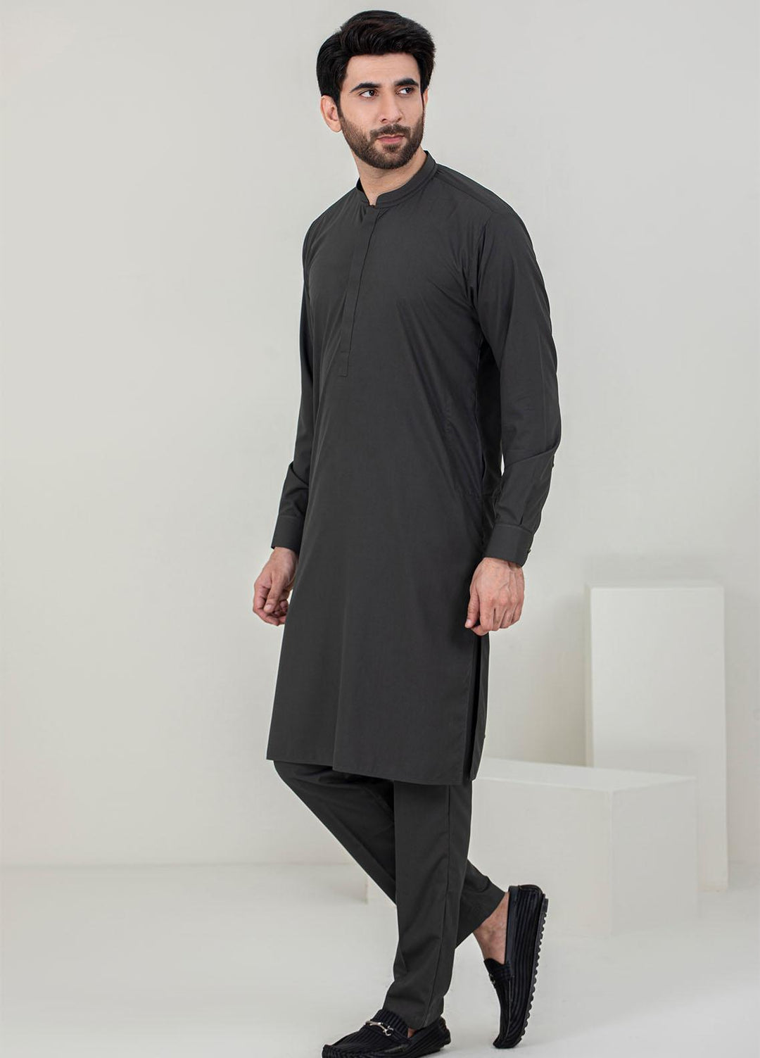 Stylish Wash N Wear Formal Kameez Shalwar for Men -  TF-1059 Black