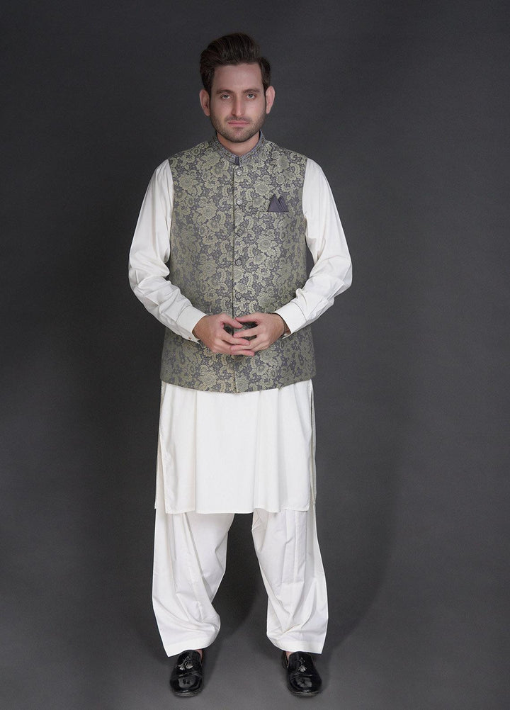 Stylish Wash N Wear Formal Kurta Shalwar with Waistcoat for Men -  WA-900-111 Grey