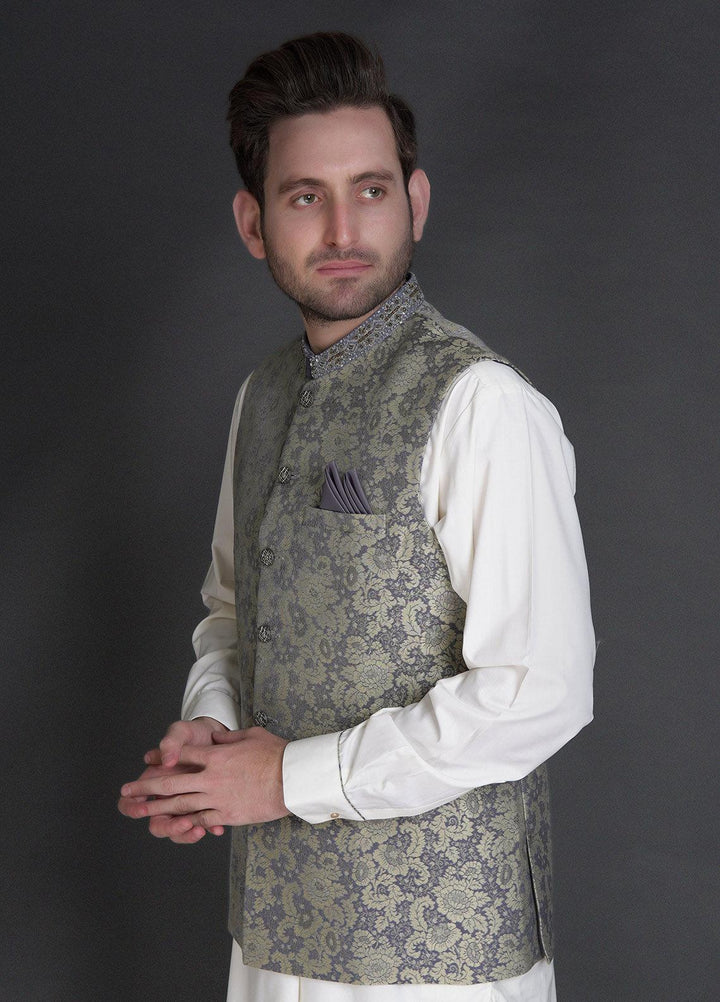 Stylish Wash N Wear Formal Kurta Shalwar with Waistcoat for Men -  WA-900-111 Grey