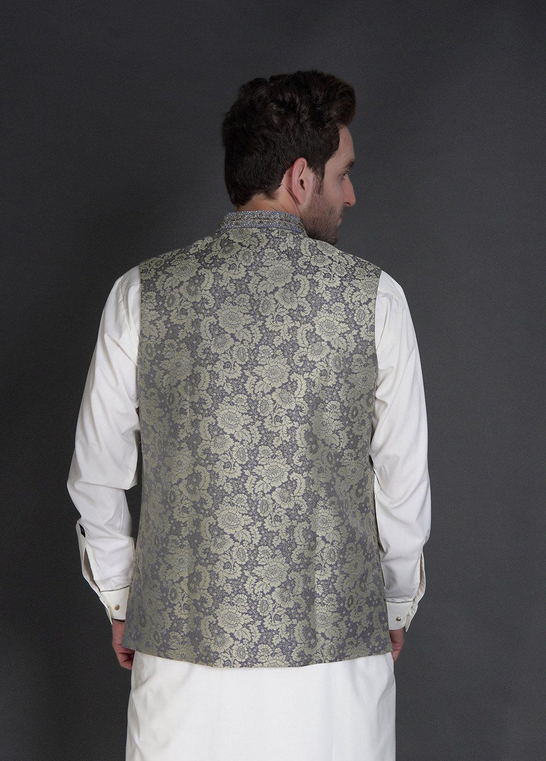 Stylish Wash N Wear Formal Kurta Shalwar with Waistcoat for Men -  WA-900-111 Grey