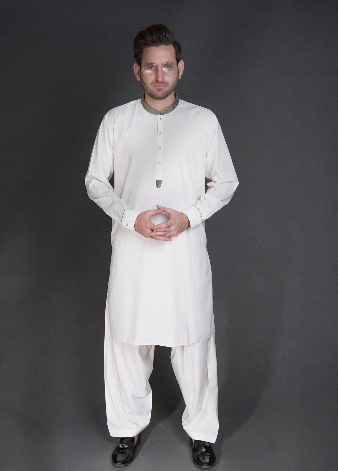 Stylish Wash N Wear Formal Kurta Shalwar with Waistcoat for Men -  WA-900-333 Cream