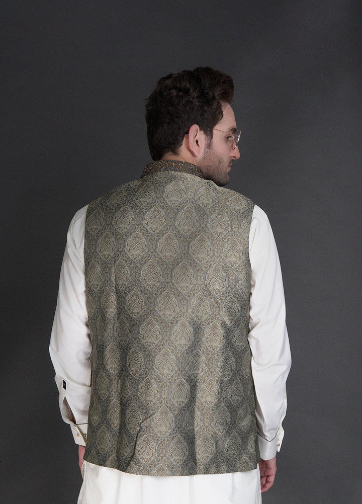 Stylish Wash N Wear Formal Kurta Shalwar with Waistcoat for Men -  WA-900-333 Cream