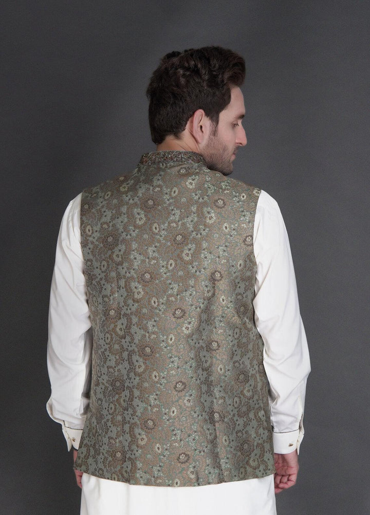 Stylish Wash N Wear Formal Men Kurta Shalwar with Waistcoat -  WA-900-555 Cream