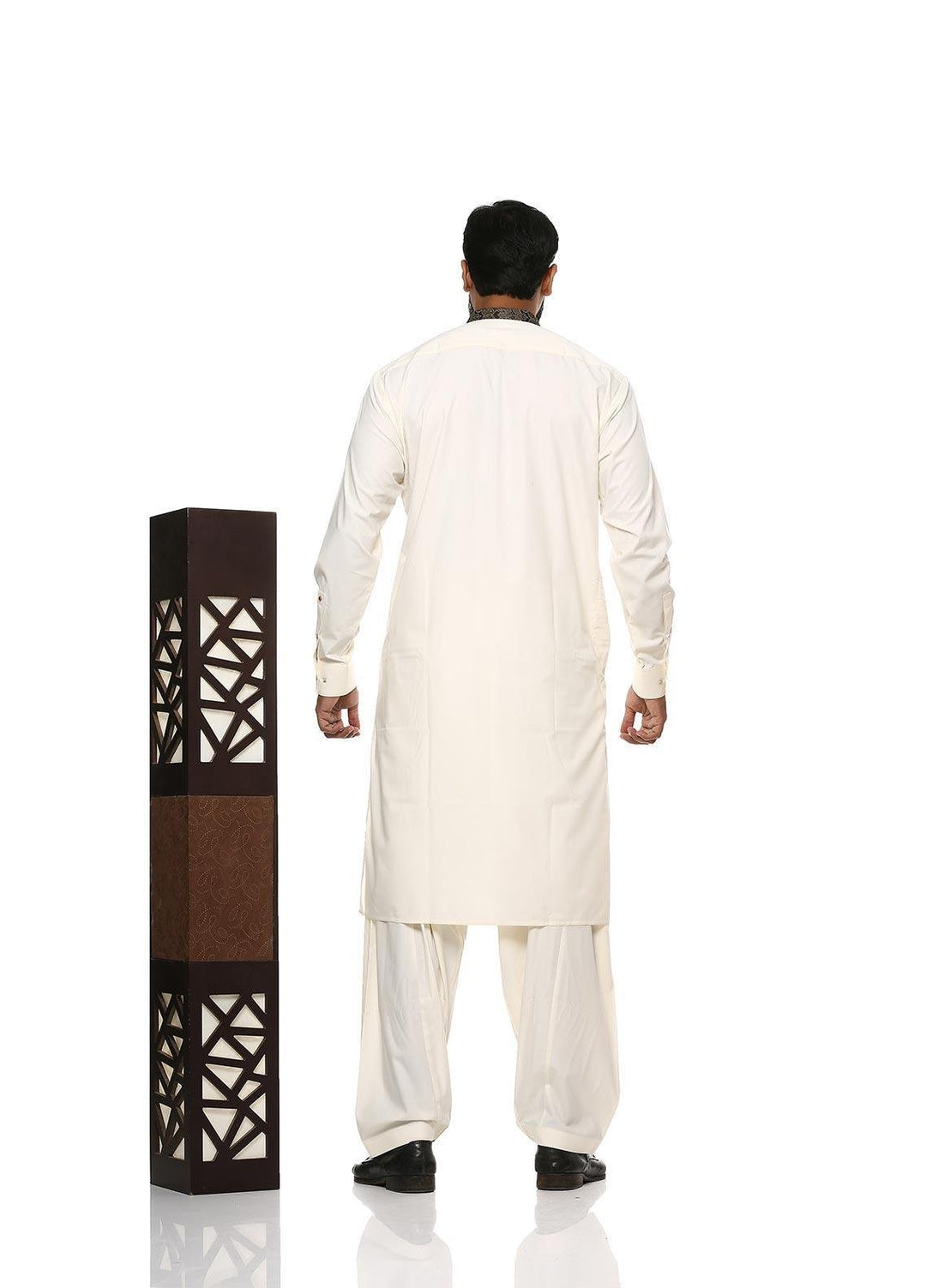 Stylish Wash N Wear Formal Men Kurta Shalwar with Waistcoat -  WS-400-444 Cream