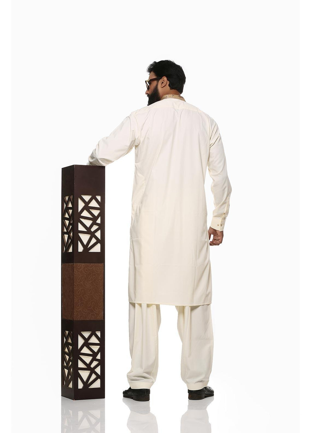 Stylish Wash N Wear Formal Kurta Shalwar with Waistcoat for Men -  WS-400-777 Cream