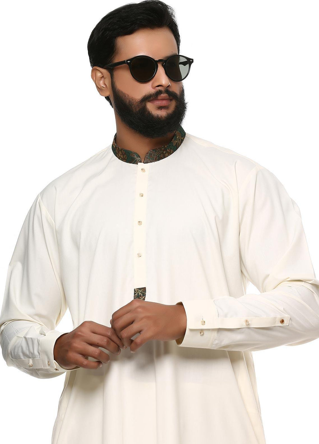 Stylish Wash N Wear Formal Men Kurta Shalwar with Waistcoat -  WS-500-555 Cream
