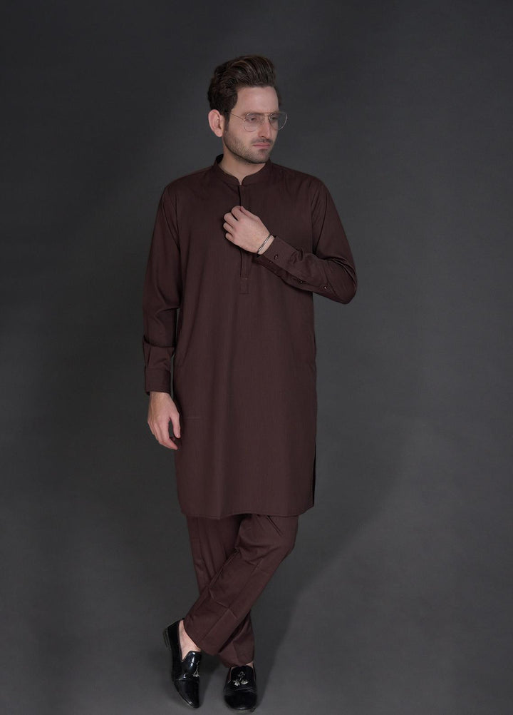 Stylish Wash N Wear Casual Kurta Shalwar for Mens -  SL22SK TF-1016 Brown