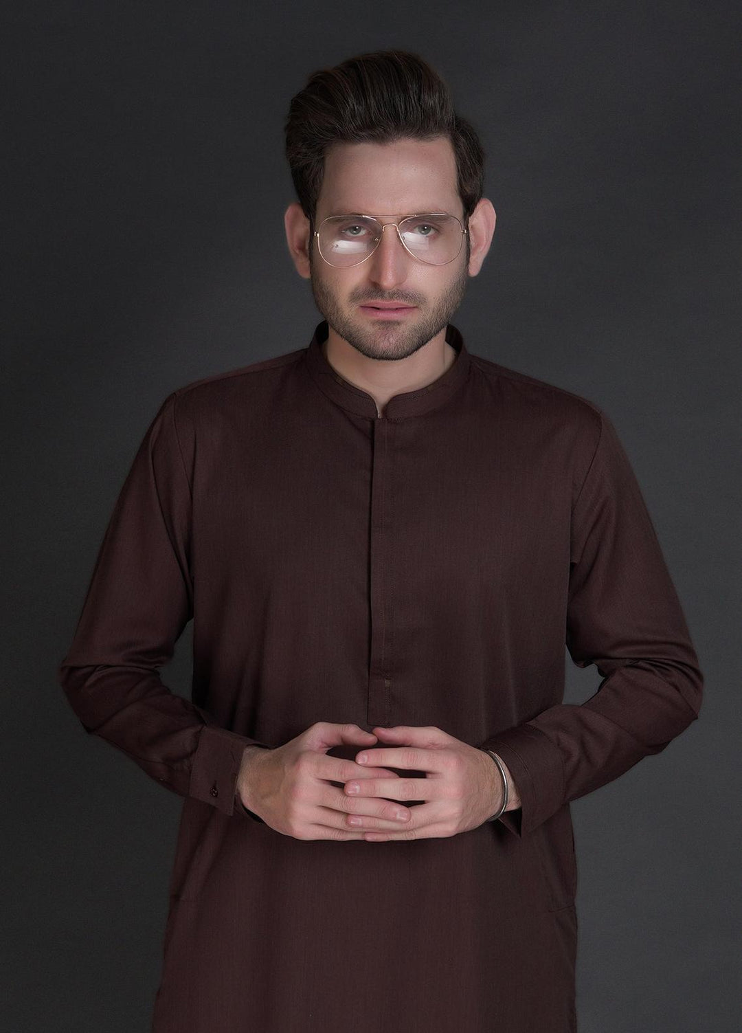 Stylish Wash N Wear Casual Kurta Shalwar for Mens -  SL22SK TF-1016 Brown