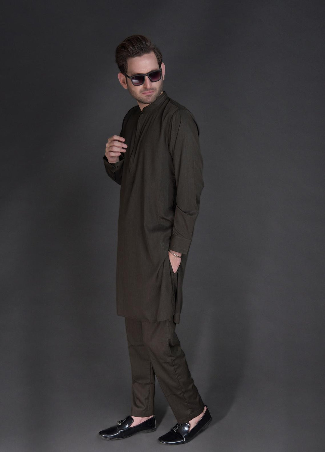 Stylish Wash N Wear Casual Mens Kurta Shalwar -  SL22SK TF-1016 Mehndi