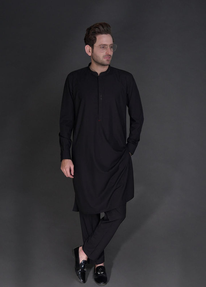 Stylish Wash N Wear Casual Kurta Shalwar for Mens -  SL22SK TF-1025 Black