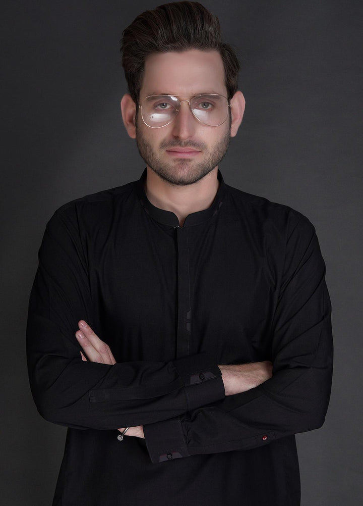 Stylish Wash N Wear Casual Kurta Shalwar for Mens -  SL22SK TF-1025 Black