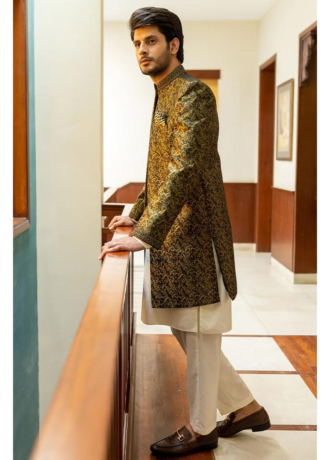 Stylish Jamawar Festive Sherwani for Men -  GS-5046
