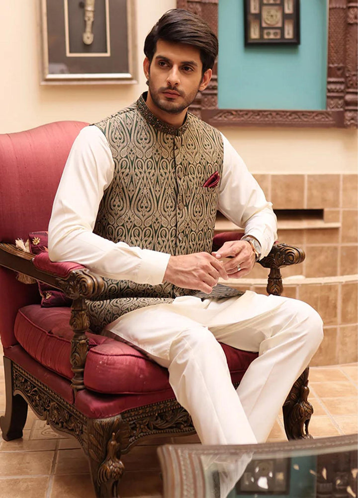 Stylish Jamawar Formal Waistcoat Suit for Men -  WS-131-000