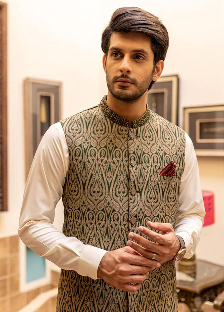 Stylish Jamawar Formal Waistcoat Suit for Men -  WS-131-000
