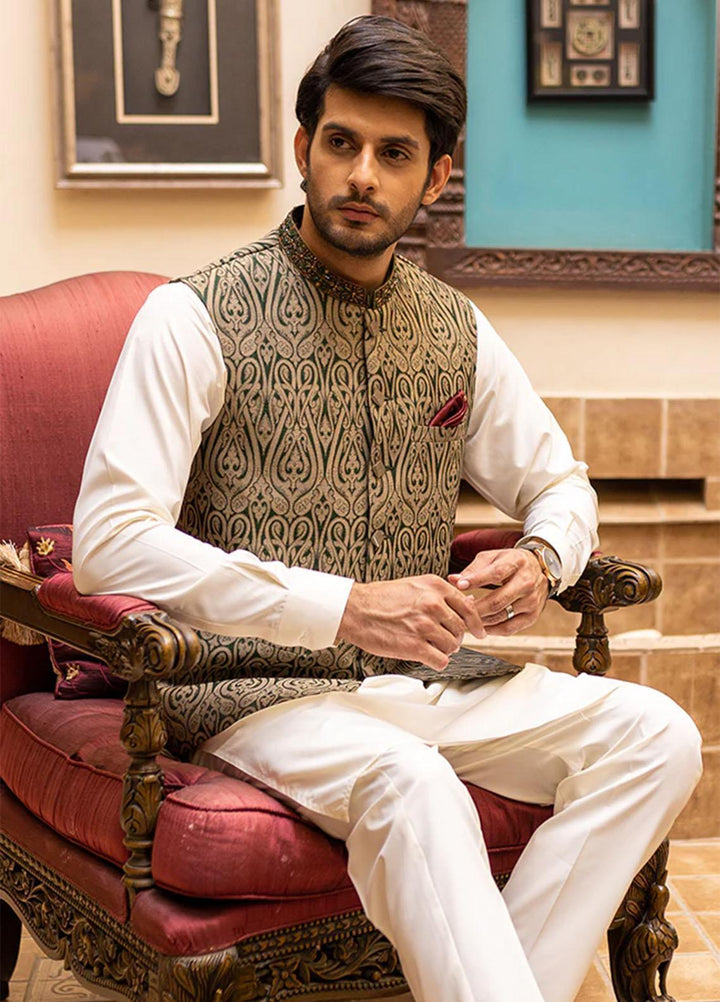 Stylish Jamawar Formal Waistcoat Suit for Men -  WS-131-000