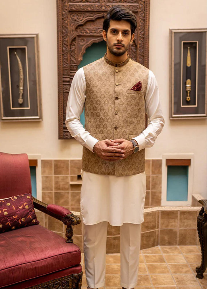 Stylish Jamawar Formal Waistcoat Suit for Men -  WS-131-111