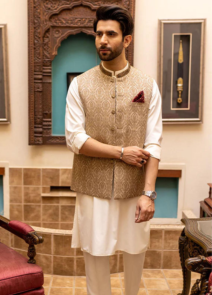 Stylish Jamawar Formal Waistcoat Suit for Men -  WS-131-333