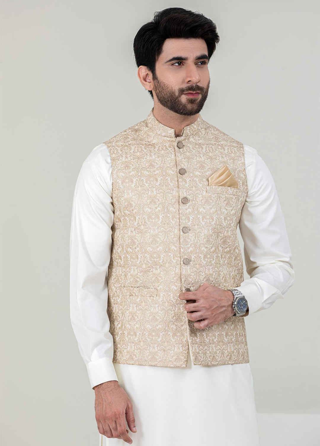 Stylish Missouri Formal 3 Piece for Men -  W-1692 Light Golden