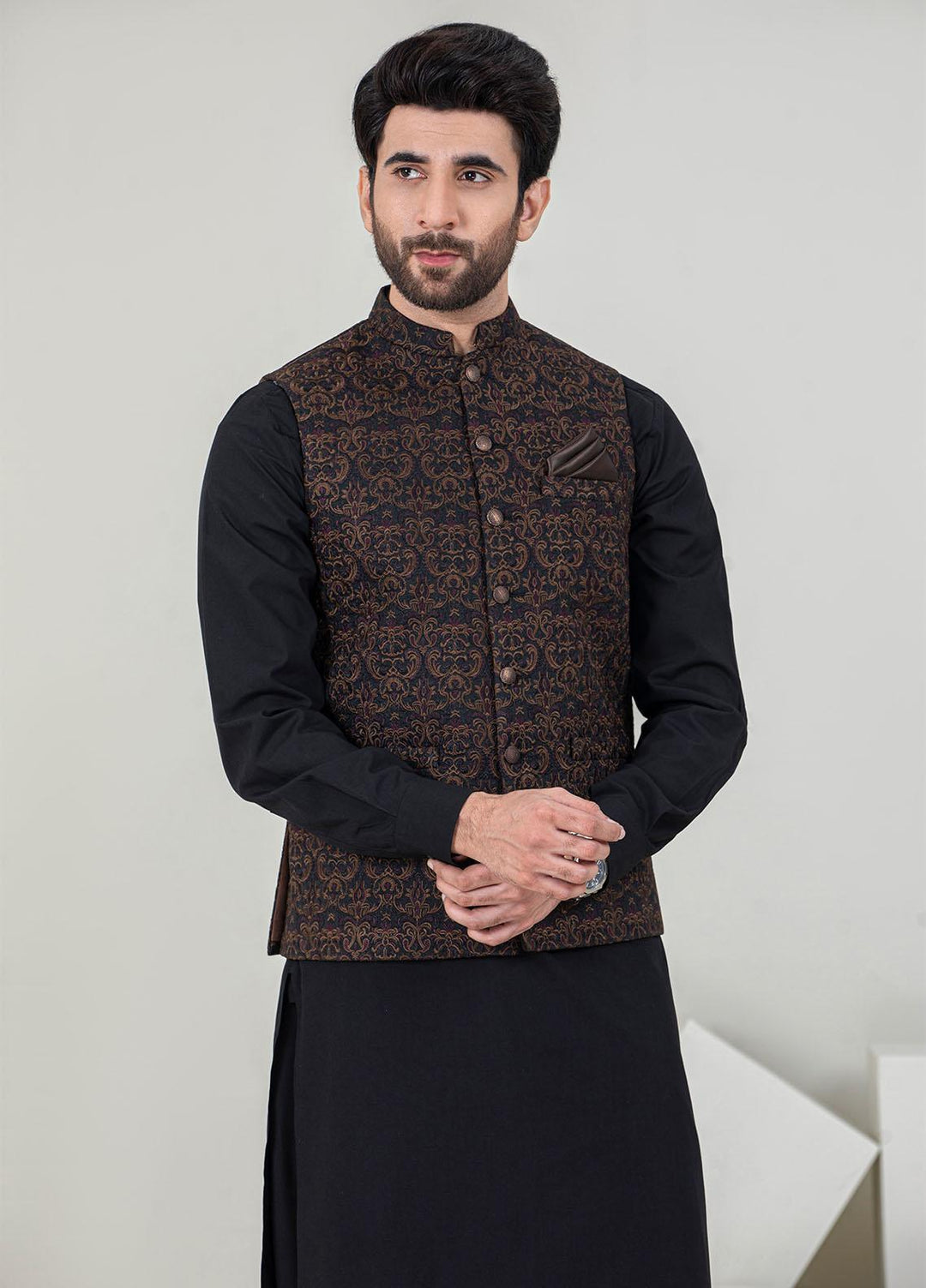 Stylish Missouri Formal 3 Piece for Men -  W-1699 Black Gold