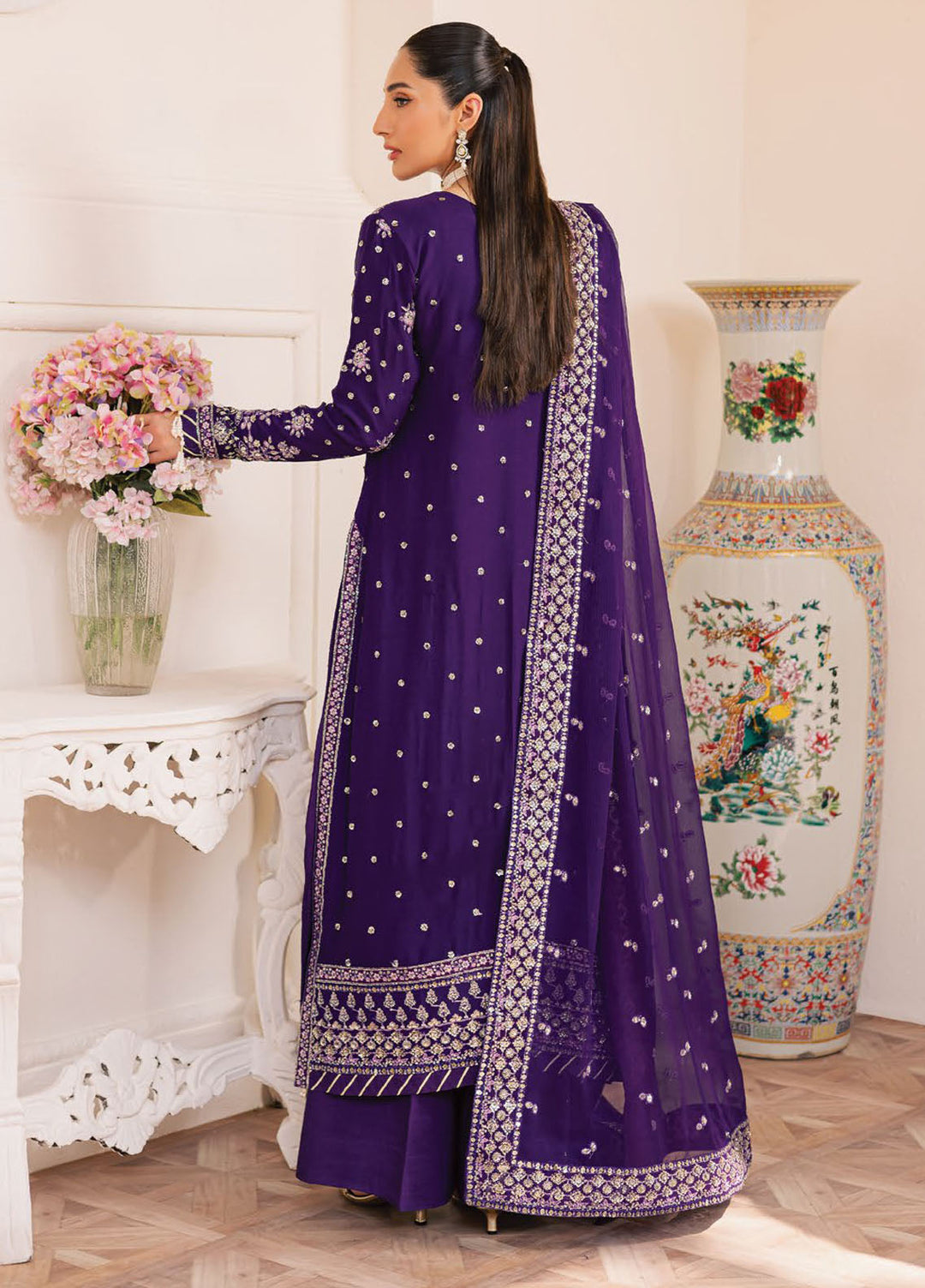 Suave by Emaan Adeel Embroidered Chiffon Suits Unstitched 3 Piece EA25LF Calais - Formals Collection